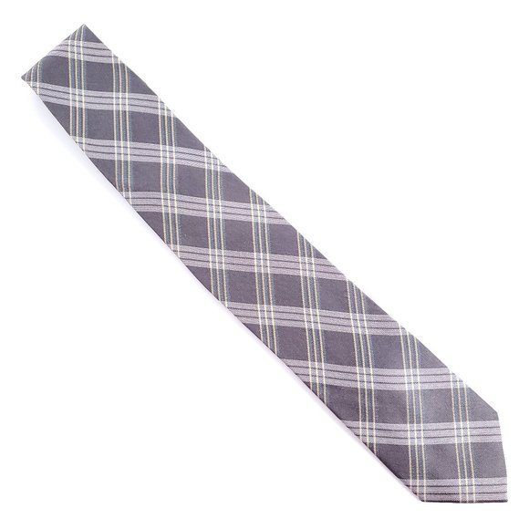 The Men's Store Bloomingdale's Men 100% Silk Tie Handmade Check Gray 61x3 - NWOT - Picture 1 of 6